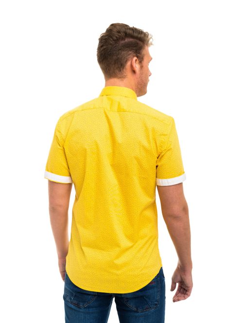 Thomas Jeans sárga mintás férfi rövid ujjú ing