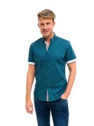Thomas Jeans türkizzöld mintás férfi rövid ujjú ing