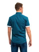 Thomas Jeans türkizzöld mintás férfi rövid ujjú ing