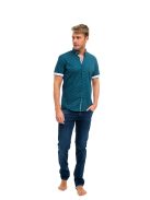 Thomas Jeans türkizzöld mintás férfi rövid ujjú ing