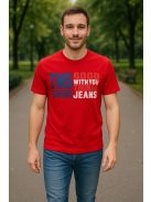 Thomas Jeans feliratos piros kerek nyakú póló