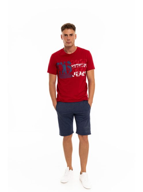 Thomas Jeans feliratos piros kerek nyakú póló