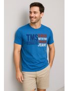 Thomas Jeans feliratos kerek nyakú póló középkék