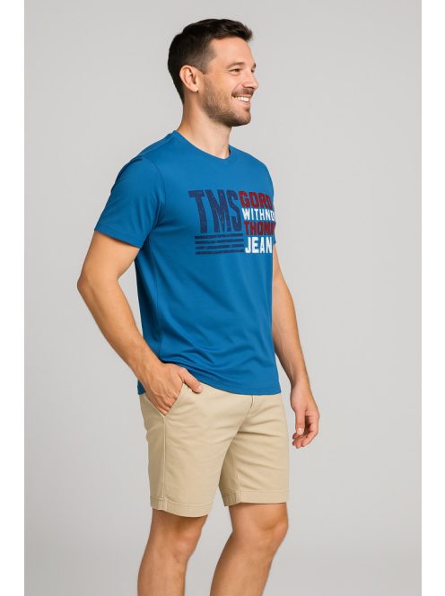 Thomas Jeans feliratos kerek nyakú póló középkék