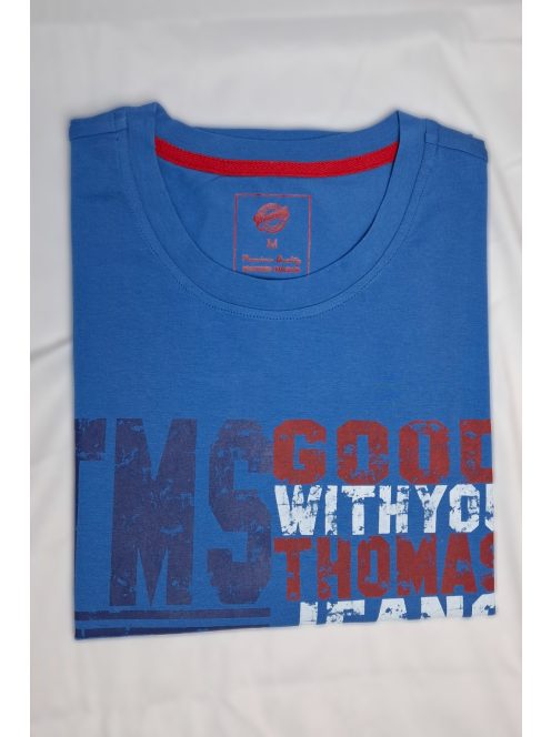 Thomas Jeans feliratos kerek nyakú póló középkék