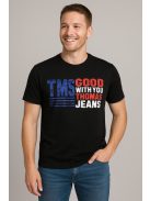 Thomas Jeans feliratos fekete kerek nyakú póló