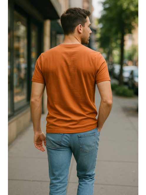 Thomas Jeans kis zsebes kerek nyakú póló tégla színű