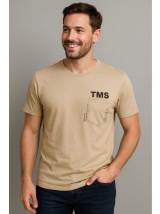 Thomas Jeans kis zsebes kerek nyakú póló bézs