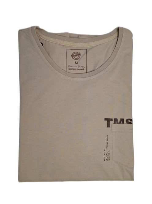 Thomas Jeans kis zsebes kerek nyakú póló bézs