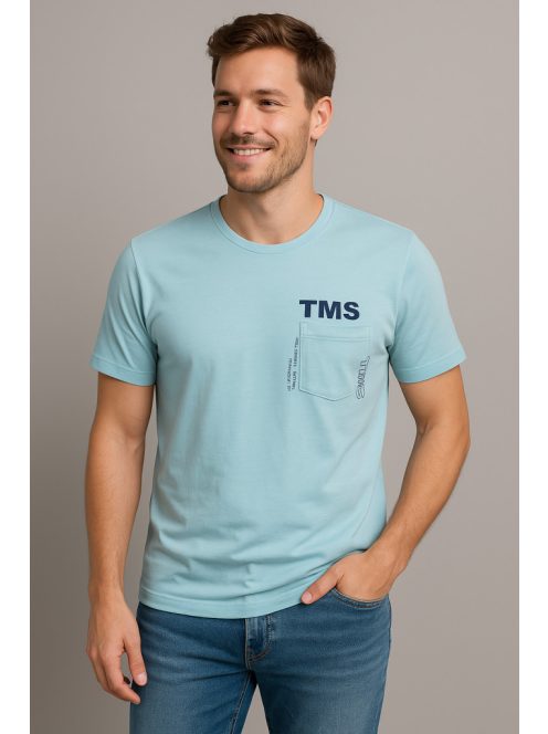 Thomas Jeans kis zsebes kerek nyakú póló világoskék színű