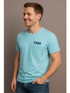 Thomas Jeans kis zsebes kerek nyakú póló világoskék színű