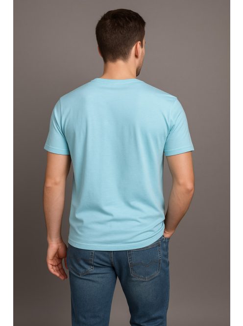 Thomas Jeans kis zsebes kerek nyakú póló világoskék színű