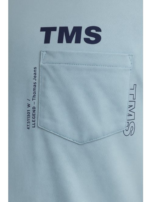 Thomas Jeans kis zsebes kerek nyakú póló világoskék színű