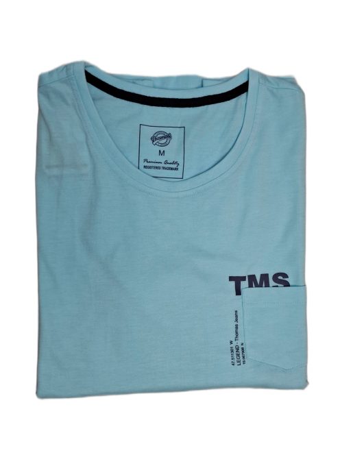 Thomas Jeans kis zsebes kerek nyakú póló világoskék színű