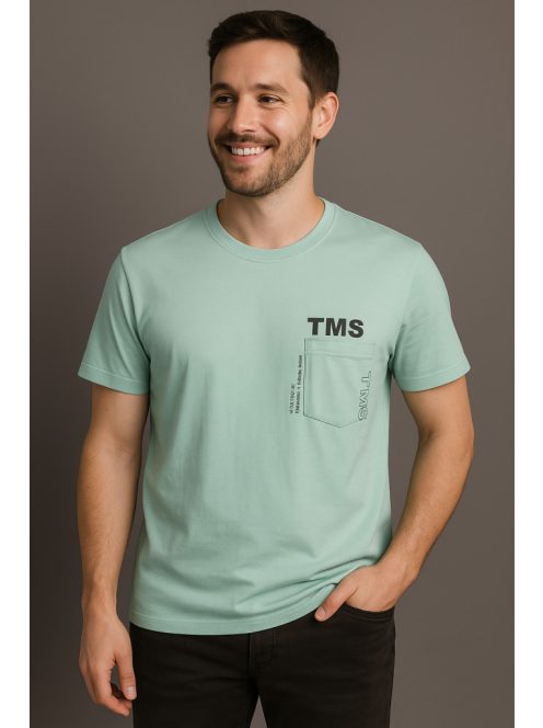 Thomas Jeans kis zsebes kerek nyakú póló menta színű