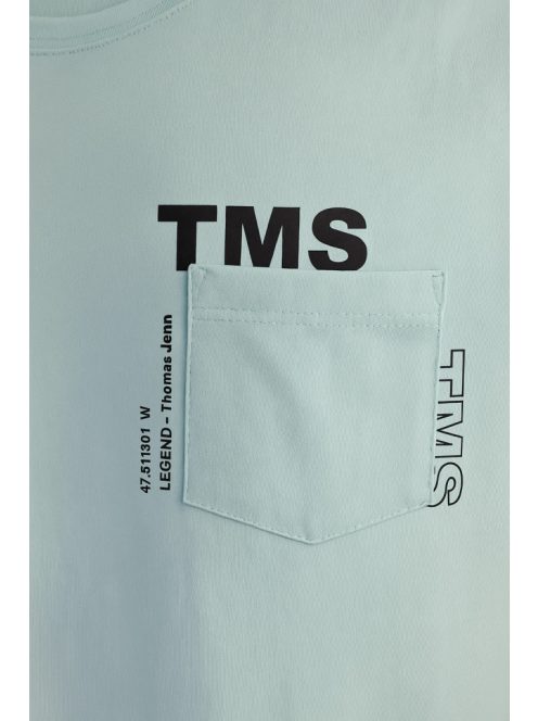 Thomas Jeans kis zsebes kerek nyakú póló menta színű