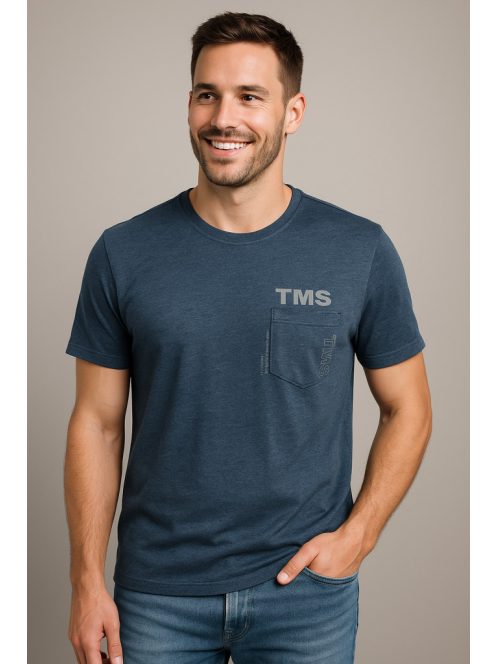 Thomas Jeans kis zsebes kerek nyakú póló kék