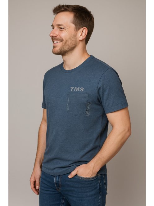 Thomas Jeans kis zsebes kerek nyakú póló kék