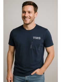 Tričko s okrúhlym výstrihom a vreckom, tmavomodré