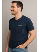 Thomas Jeans kis zsebes kerek nyakú póló sötétkék színű