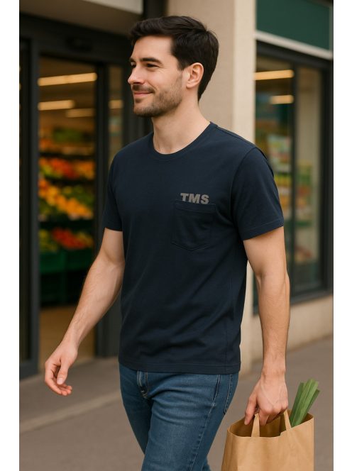 Thomas Jeans zsebes kerek nyakú póló fekete kis zsebbel