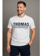 Thomas Jeans nagy feliratos fehér kerek nyakú póló