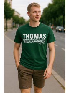 Thomas Jeans nagy feliratos zöld kerek nyakú póló