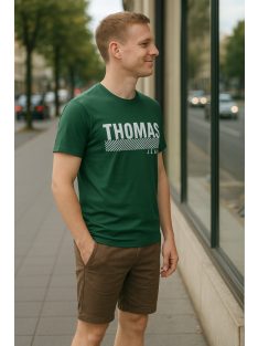 Thomas Jeans nagy feliratos zöld kerek nyakú póló