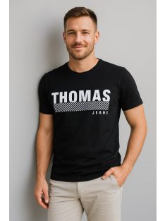 Thomas Jeans nagy feliratos fekete kerek nyakú póló