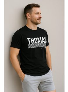 Thomas Jeans nagy feliratos fekete kerek nyakú póló