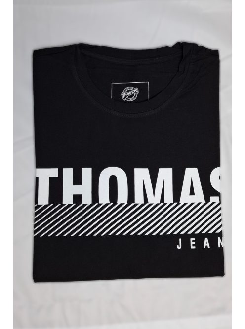 Thomas Jeans nagy feliratos fekete kerek nyakú póló