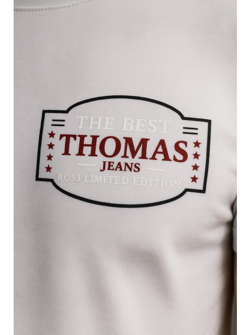 Thomas Jeans biele tričko s nápisom v bielom ráme