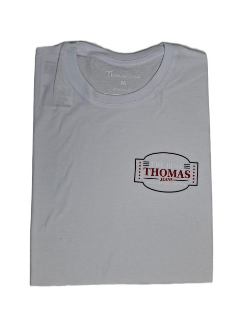 Thomas Jeans fehér kis feliratos kerek nyakú póló