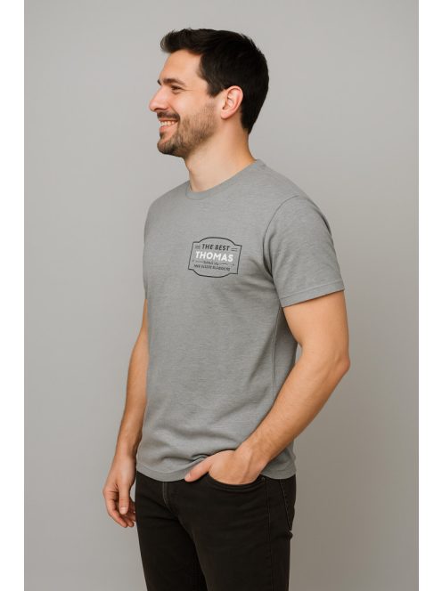 Thomas Jeans szürke kerek nyakú póló. kis felirattal