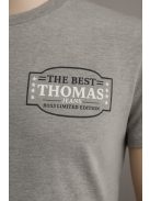 Thomas Jeans szürke kerek nyakú póló. kis felirattal