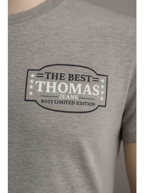 Thomas Jeans szürke kerek nyakú póló. kis felirattal