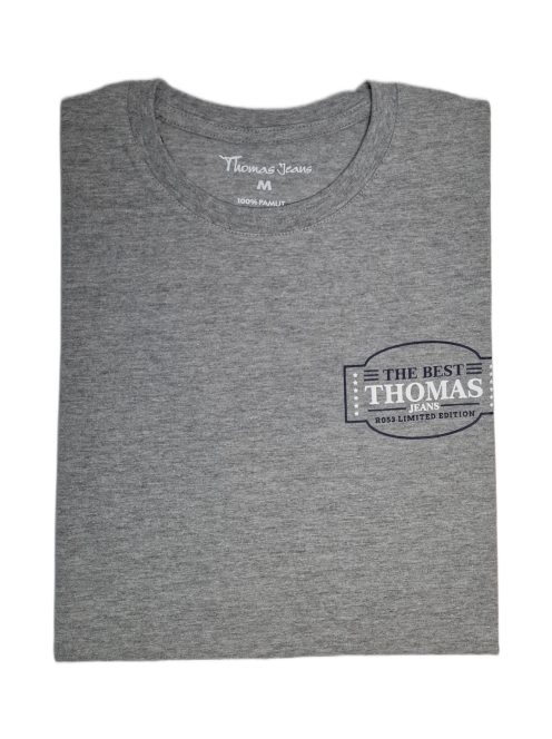 Thomas Jeans szürke kerek nyakú póló. kis felirattal