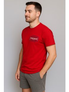 Thomas Jeans keretes feliratos piros kerek nyakú póló