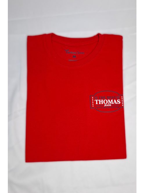 Thomas Jeans keretes feliratos piros kerek nyakú póló