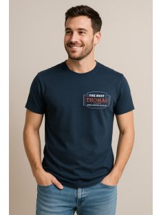 Thomas Jeans sötétkék keretes feliratos póló