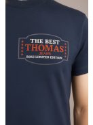 Thomas Jeans sötétkék keretes feliratos póló