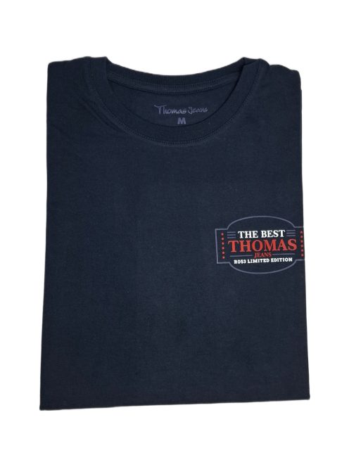 Thomas Jeans sötétkék keretes feliratos póló