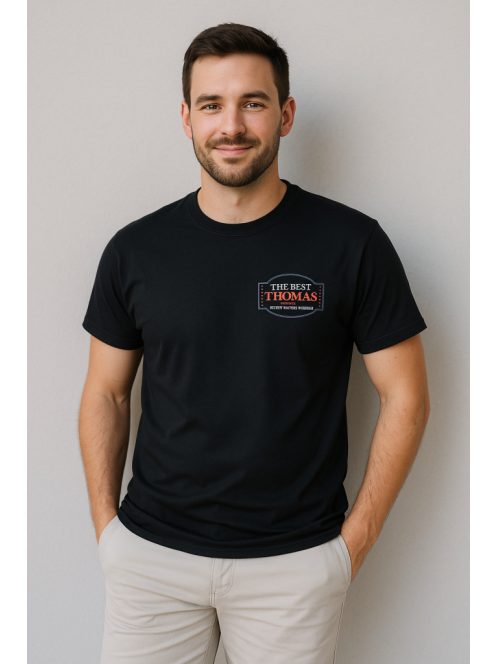 Thomas Jeans fekete kis feliratos kerek nyakú póló