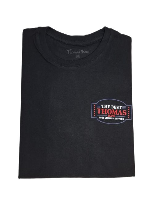 Thomas Jeans fekete kis feliratos kerek nyakú póló