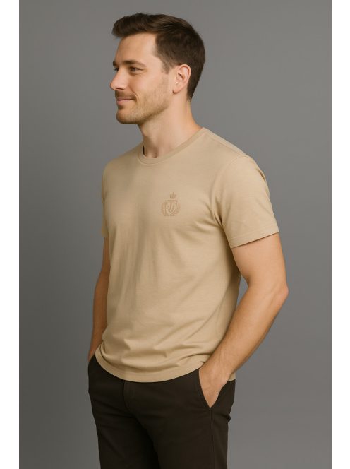 Thomas Jeans egyszínű bézs póló, kereknyakú