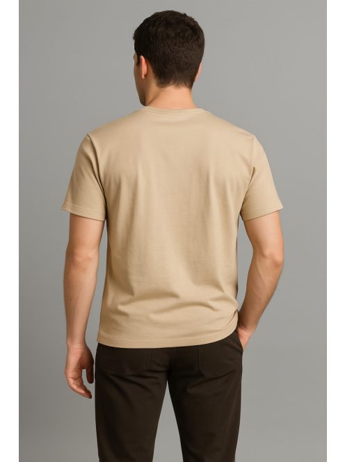 Thomas Jeans egyszínű bézs póló, kereknyakú