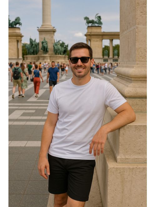 Thomas Jeans egyszínű fehér póló, kerek nyakú