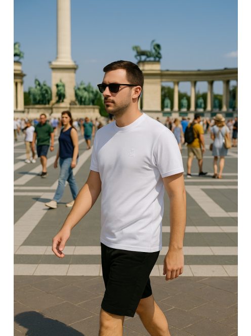 Jednofarebné biele tričko Thomas Jeans s logom