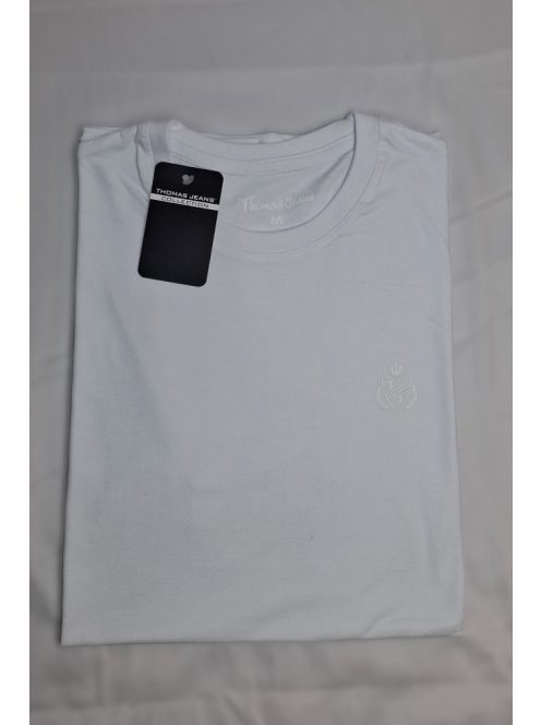 Jednofarebné biele tričko Thomas Jeans s logom