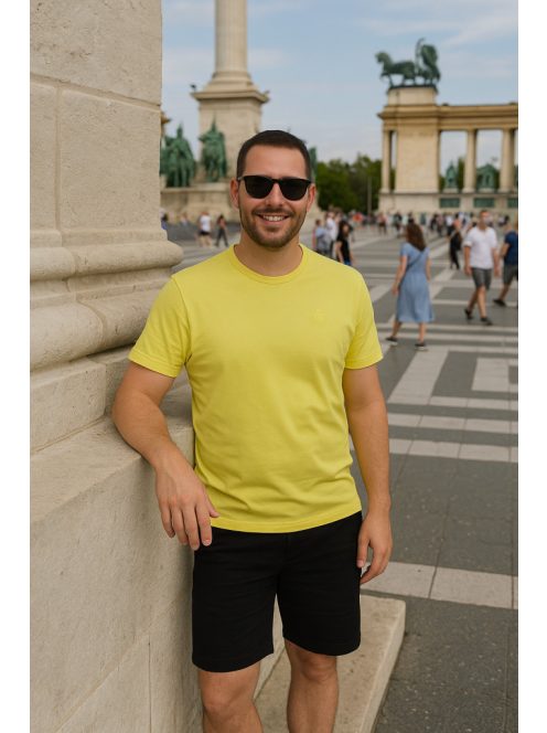 Thomas Jeans egyszínű citromsárga póló, kerek nyakú